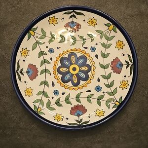 Holy Land Hand Crafted and Hand painted Floral Ceramic Plate made in Bethlehem